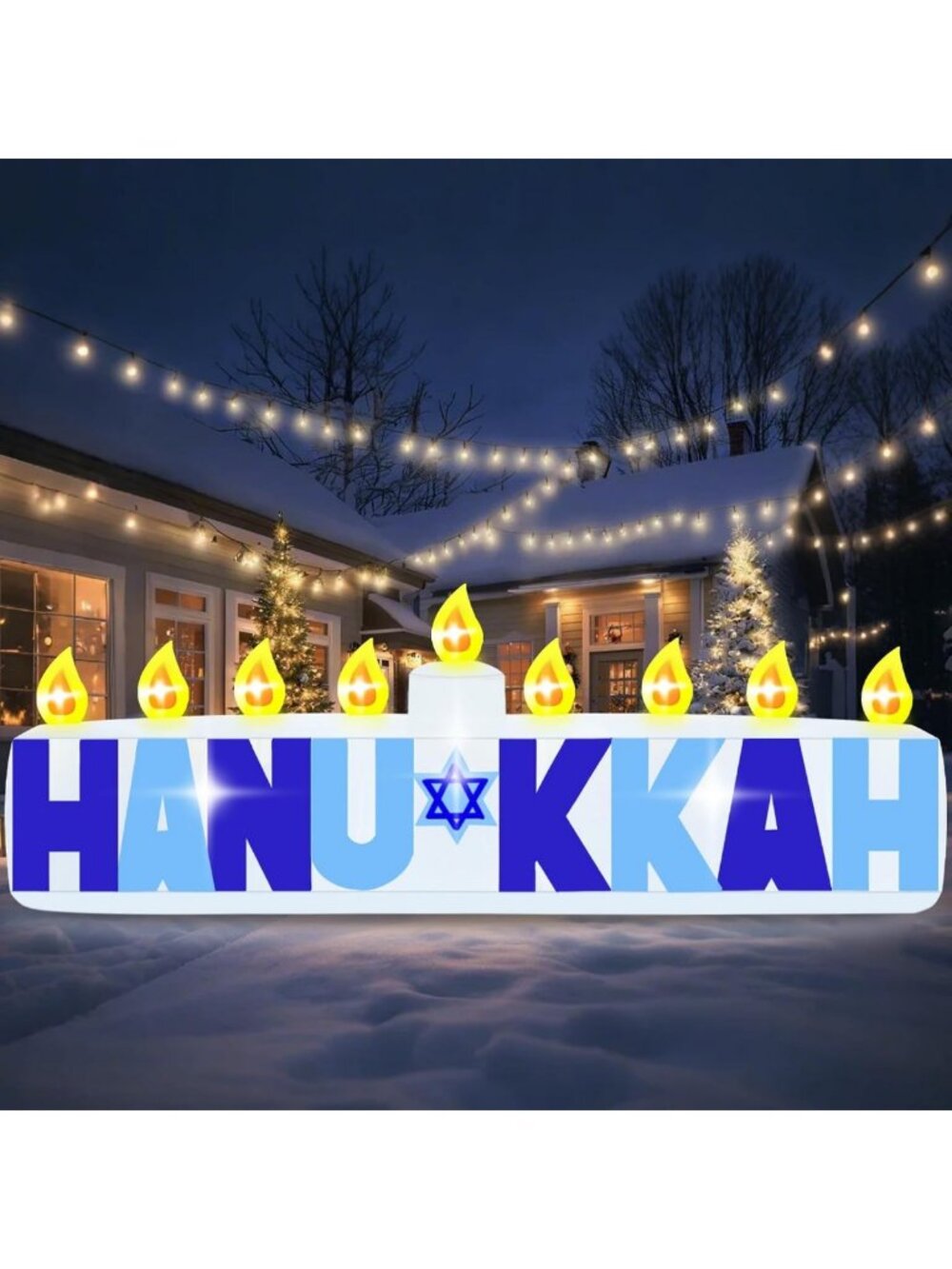 8FT Inflatable Hanukkah Candle Decoration with LED Lights for Outdoor
